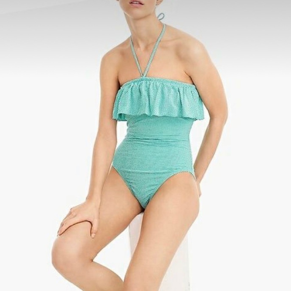 J. Crew
Gingham Ruffle Bandeau One-Piece Swimsuit